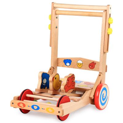 China Hot Selling Mobybaby Beads Carrying Trailer Wooden Baby Walking Walker Assistant Hands Block Toys Children Educational Intellectual Cartoon for sale