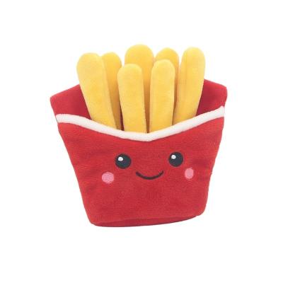 China Stuffed Toy Amazon Hot Sale Burger Chips Milk Cup Food Shape Stuffed Animal Dog Squeaky Pet Toys for sale