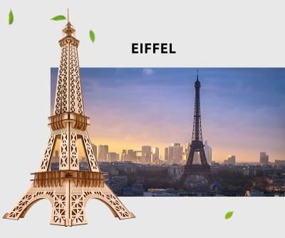 China 3D building samples available to ship Laser Cut Eiffel Tower Model Building Children DIY 3D Wooden Puzzle For Adult for sale