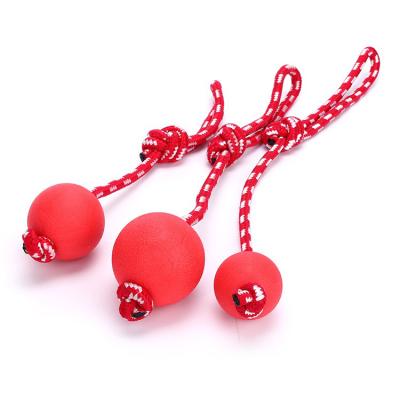 China TPR Sustainable Hard Bouncy Dog Christmas Gift Pet Chew Toys Red Ball for sale