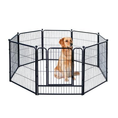 China 24 Inch Breathable Wholesale Heavy Duty Foldable 8 Panel Dog Playpens With Door for sale