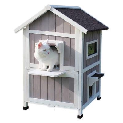 China Factory Price Hot Sale Breathable High Quality Outdoor Wooden Cat House For Fun for sale