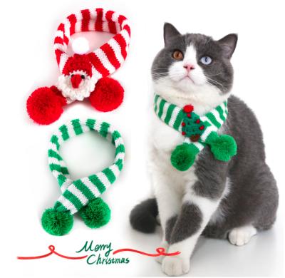 China Adjustable Lights Christmas Pet Collar Knitted Striped Wool Scarf Costume For Cat Dog for sale