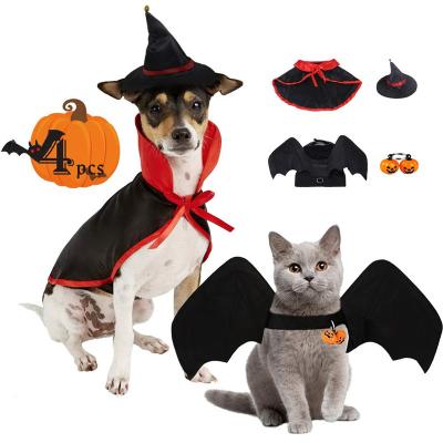 China Cute Lights Halloween Collar Hat Cloak Bat Wings Cosplay Party Decoration For Dog Cat for sale