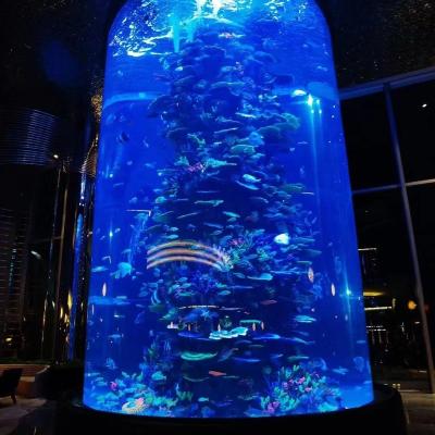 China Customized Large Cylinder Viable Acrylic Cylindrical Aquarium Fish Tank for sale