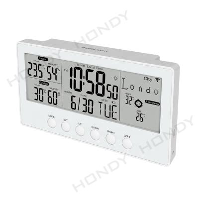 China European Decorative Rectangular Wireless Alarm Clock and LUMINOVA 7 Inch WIFI Digital LCD Display Wall Clock with Weather Station for sale