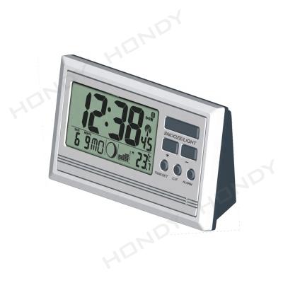 China Wholesale Mini 4 Radio Inch Rectangular Plastic LCD Alarm Clock, Digital Alarm Clock With Weather Station For Promotion for sale