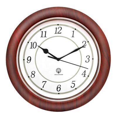 China 13 Inch Retro Wood Pattern Full Plastic Radio Hot Selling Wall Clock for sale