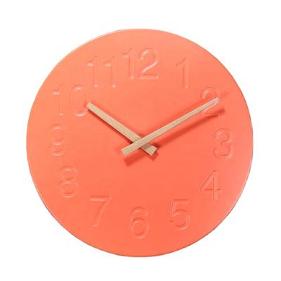 China Radio New Design Handmade Orange Round Ceramic Wall Clock For Living Room Home Decoration for sale