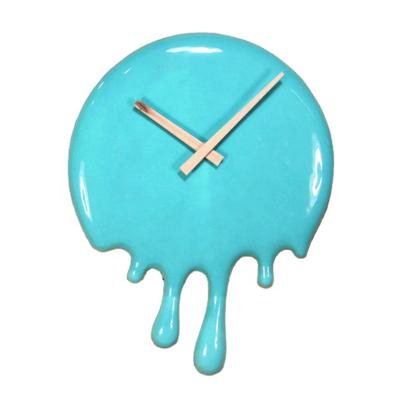 China Fancy Radio Open Face Ice Cream Shape Blue Ceramic Modern Hanging Wall Clock For Home Decoration Porcelain Clock for sale