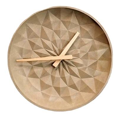 China Round Radio Home Decoration Origami Crafts Handmade Cement Wall Clock for sale