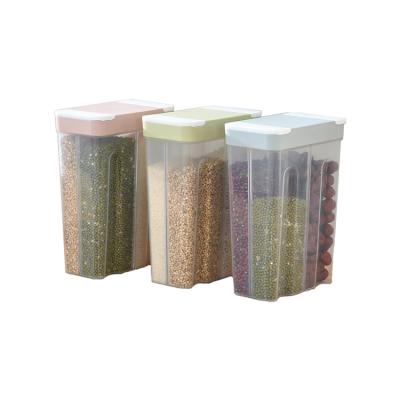 China Freshness Keeping Baby Food 3 Compartment Pet Food Grain Coffee Tea Sugar Flour Airtight Baked Storage Containers With Lids for sale