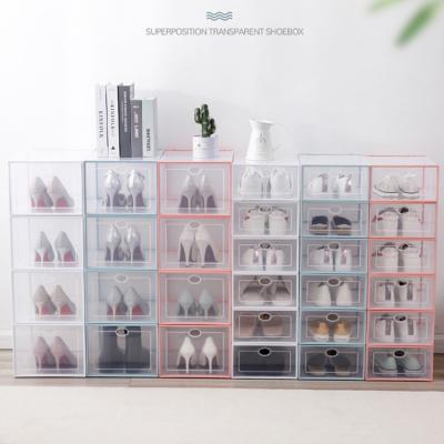 China Stackable Clear Shoe Box Shoe Organizer Boxes Sneaker Box Shoe Organizer Workable for sale