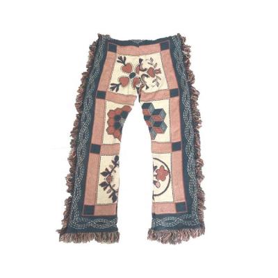 China Custom Handmade Tapestry Blanket Stylish Brand Waterproof Pants Jogger Floral Pattern Knit Thick Women Luxury Tassel Toweling Vintage for sale