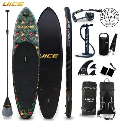 China UICE Unisex Logo Paddle Board Custom Inflatable Double Seat 11ft Black SUP Paddle Carbon Surfing Board for sale