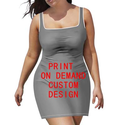 China Custom Made Anti-Static Sexy Sleeveless Slim Office Dress Women Round Neck Bodycon Pencil Dresses Print Custom Made Drop Shipping for sale