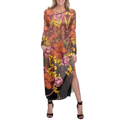 China Sexy High Quality Women Art Dresses Vintage Tattoo Floral Prints Women Summer Dress Polynesian Tribal Pattern Red Hibiscus Anti-Static for sale