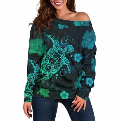 China Wholesale Hpt Sale Women's T-shirt Green Polynesia Tribal Anti-Wrinkle Women's Custom Designer Long Sleeve T-shirt Printing Women's T-shirt for sale