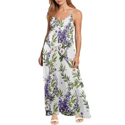 China Breathable Floral Women Pattern Cottagecore Strap Dress Sexy Sleeveless Flower Printing Loose Party Long Maxi Dresses Sundress 2021 Summer for sale