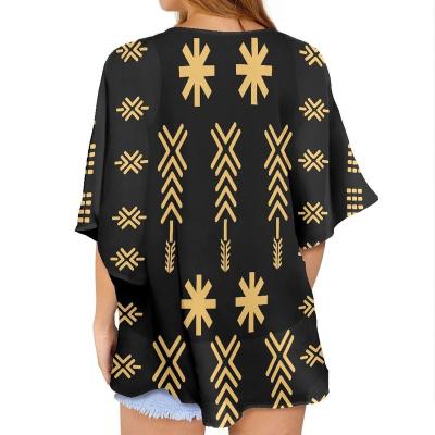 China Custom Size Plus Size Anti-pilling Women's Cardigans Coats Pattern Design Casual Polynesian Women Open Front Women Cardigan Half Sleeve Shirt Top for sale