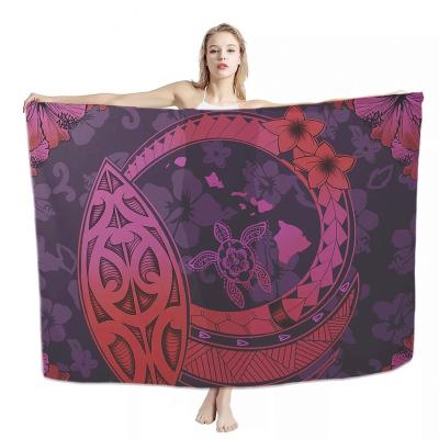 China Breathable Polynesian Tribal Vintage Sarongs Wholesale Custom Sarongs Sarongs Summer Beach Hibiscus Plumeria Turtle Boat Ladies Sarongs Casual Bikini Sarongs for sale