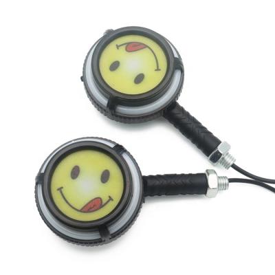 China Hot Selling Motorcycle Running Face Turn Indicators Small Light Smiling Led Motorcycle Turn Signals for sale