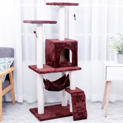 China Easy Viable Assemble Durable Multilevel Wooden Sisal Cat Tree House Condo Large Cat Tree for sale