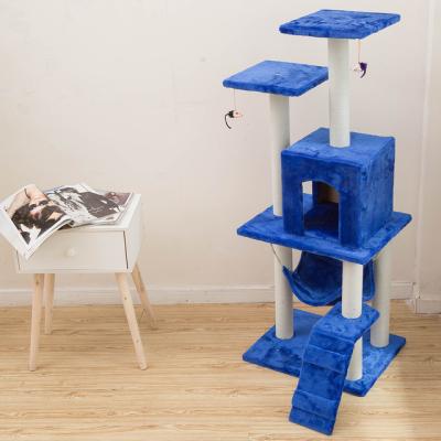 China Large Viable Wholesale Wooden Cat Tower Scratcher Treehouse for sale