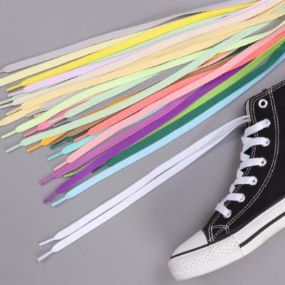 China Hot Seller 8mm Simple Simple Flat Sneaker Shoe Laces Colorful Wide Decorative Laces for sale