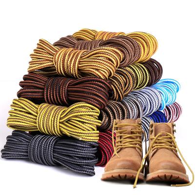 China Two Tone Striped Polyester Round Sport Laces Round Laces Fashion All-match Casual Shoe Laces for sale