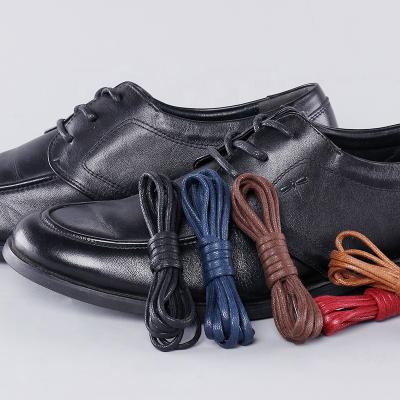 China CAIZU round in running shoes 3mm leather lace round dress waxed cotton laces with high quality for sale