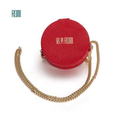 China ROMI New Design Red Travel PU Leather Jewelry Bag Leather Chain Bracelet Bangle Bag With Mirror Gift Bag for sale