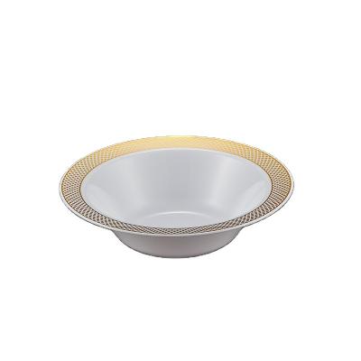 China Disposable High Quality Plastic Bowl Gold Rim Food Container Portable Dinner Bowl For Picnic for sale