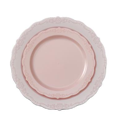 China Disposable New Trend Pink Irregular Plate Wedding Party Plate Vintage Plates Food Container Dinnerware for sale