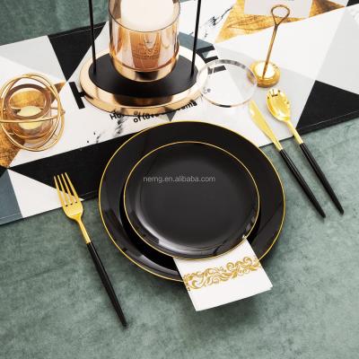 China Disposable/Sustainable/Stocked Factory direct supply of disposable black plastic tableware set for sale