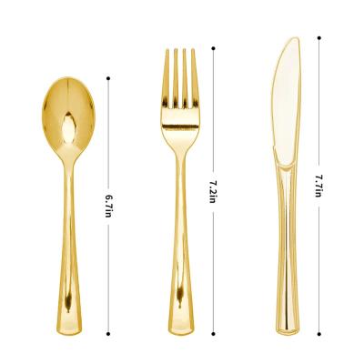 China Disposable New Popular Wholesale 4Pcs Gold Flatware Disposable Cutlery Set For Wedding Hotel for sale