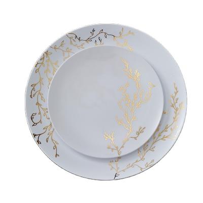 China Disposable Wholesale Korean Elegant Disposable Plastic Party Wedding Plates Cutlery Dinnerware Sets for sale