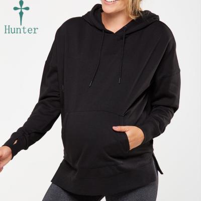 China Fashionable New Arrival Black Long Sleeve Kangaroo Hoodies Anti-pilling Apparel Hoodies for sale