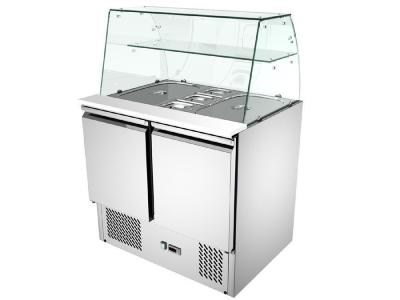 China Artificial Defrost Salad Prep Fridge With Glass Top 240V , Salad Prep Table for sale