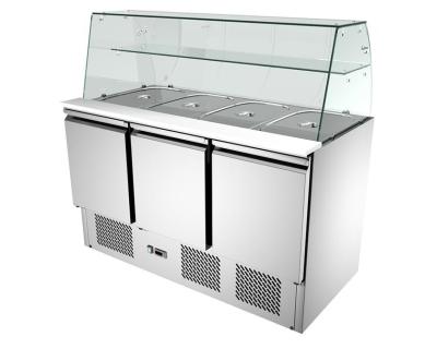 China Curved Glass R134a Gastronomie Saladette Counter Fridge 390L For Kitchen for sale