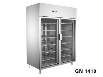 China Upright Commercial Freezer , 2 Glass Door Display Fridge GN1410TN/G for sale