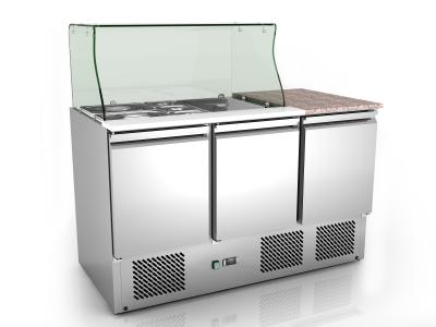 China Glass Cover Stainless Steel Saladette Counter Fridge / Salad Display Fridge for sale