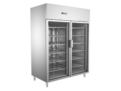 China 1150L Stainless Steel Upright Freezer GN1200BT/G , Glass Double Door Fridge for sale