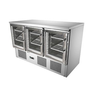 China Silver Kitchen Refrigerator & Showcase With 3 Glass Door / Evaporator System for sale