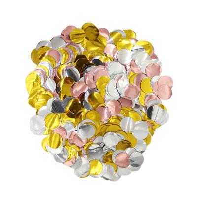 China Party Decoration 2021 Hot-selling Metal Round Unique Aluminum Color Party Tableware and Table Decorations Balloon Confetti for sale