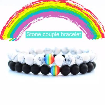 China New TRENDY Handmade Braided Bracelet Bileklik Pulseras Oil Diffuser For Distance 8mm Lava Rock Stone Rainbow Bead Bracelet Women Men for sale