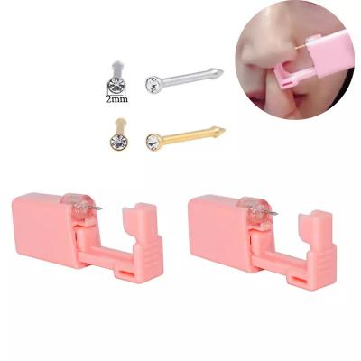 China OUKE Fashionable Disposable Safe Sterile Nose Lip Ear Gun For Women Men 316l Stainless Steel Safe Piercing Machine Kit Ear Piercing Gun for sale