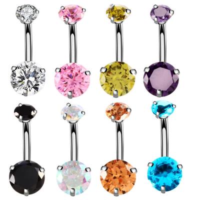 China New Fashionable Shiny Multicolor Navel Piercing Ombligo Jewelry CZ Navel Rings Helix Piercing Crystal Belly Ring for sale