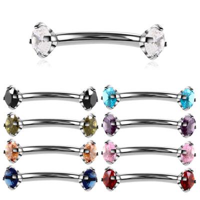 China Wholesale Jewelry Crystal Ear Eyebrow Lip Nail Labret Nose Piercing Tongue Body Ring Fashion Colorful CZ Gem Rook Helix Ear for sale