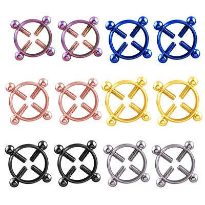 China New Trendy Nipple Clamps For Women Girls Non-Piercing Fake Fake Body Jewelry Stainless Steel Round Adjustable Round Nipple Shield Rings for sale